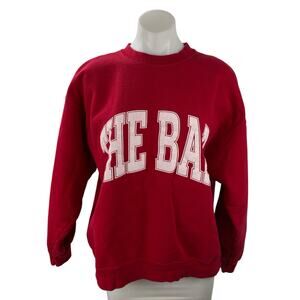 The Bar Varsity Women's Red Crew Neck Long Sleeve Sweatshirt Sweater Top Size L